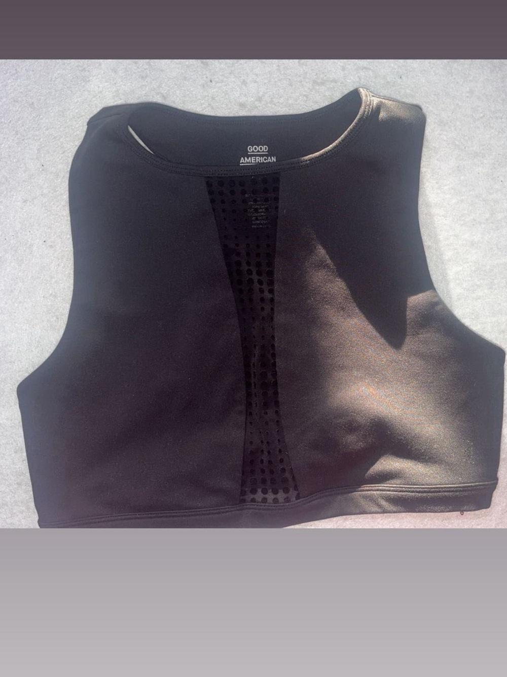 Good American Black Perforated High-Neck Crop Top